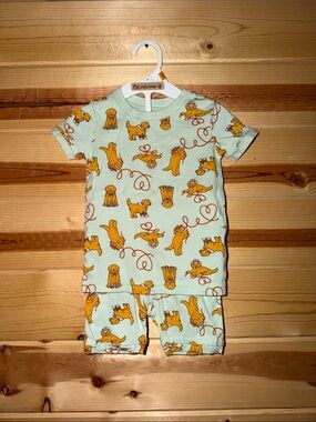 Old Navy Mint Green Pajama Set with Yellow Dog Print